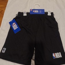 NBA Boys Athletic Basketball Shorts 2-Pack Black/Gray Elastic Waist Size 14-16