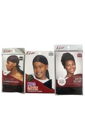 KISS Hair Accessories Bundle: Deluxe Compression Durag DH05 , Kids Satin Powerw