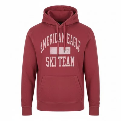 American Eagle Outfitters Hoodie Homme XS Rouge Poche Kangourou Enfilage - Photo 1/4