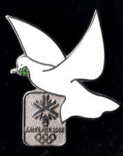 SALT LAKE 2002 OLYMPIC GAMES. IOC PIN. PEACE SYMBOL. THE DOVE