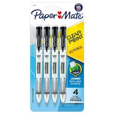Paper Mate Clearpoint Mechanical Pencils, 0.7mm HB 2 Lead, Black Barrels, 4