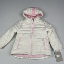 Hunter Girls Size 5 White/Pink Coat Jacket Full Zip Pockets Fleece Lining