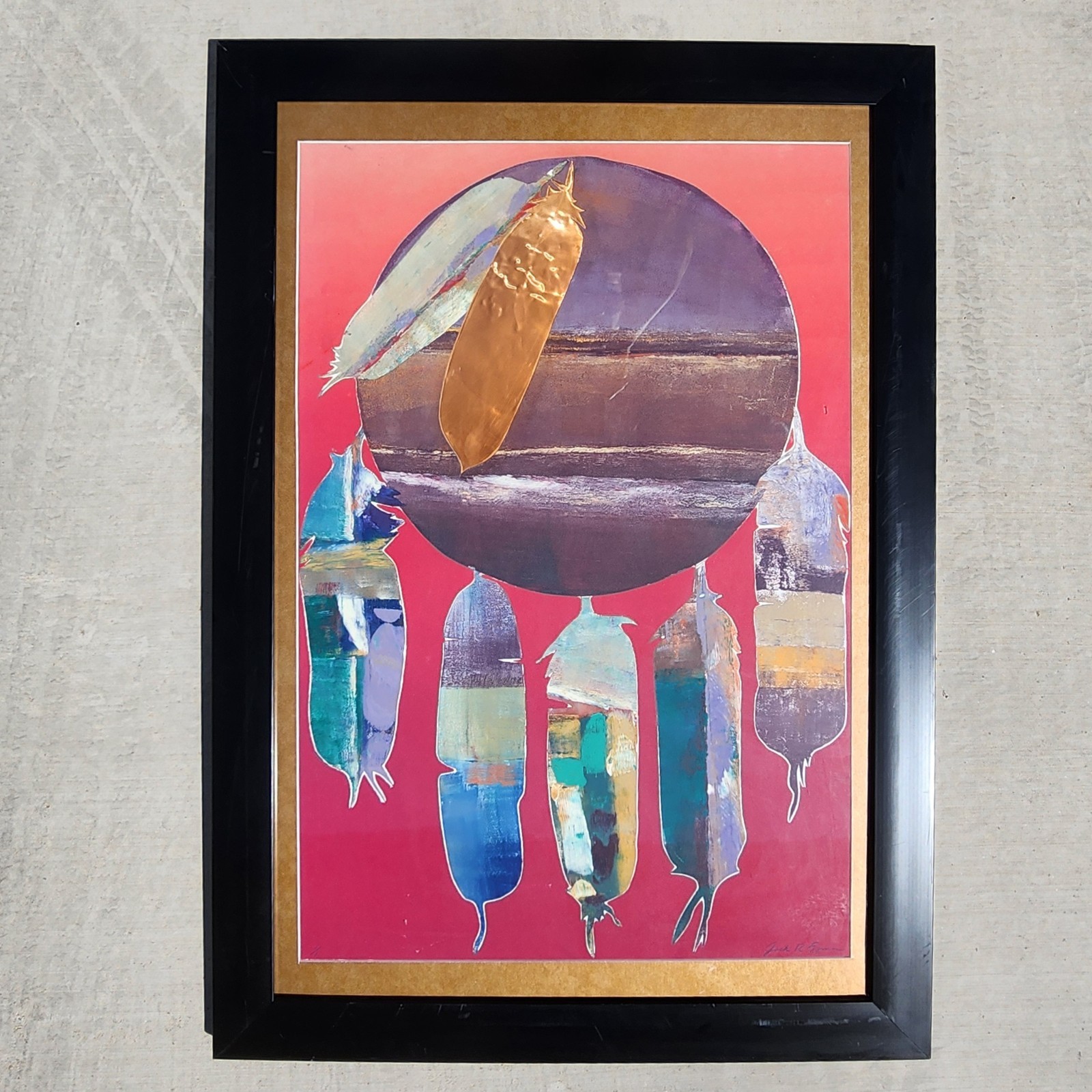 Jack Eggman Original Monotype Print Abstract Southwest Desert Art Signed Framed