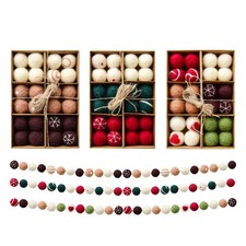 Wool Felt Balls 24X Colorful Wool Balls for Christmas Tree Decoration show