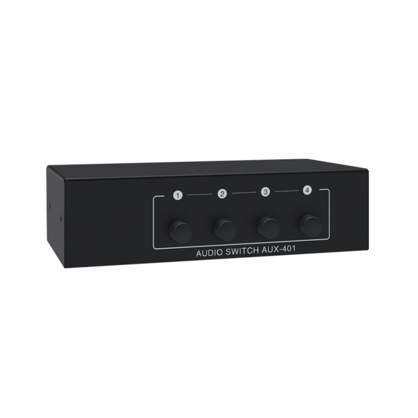 Stereo Audio Switcher supports 3.5mm input with 3.5mm and RCA L/R output