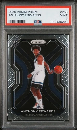 2020 PANINI PRIZM #258 ANTHONY EDWARDS ROOKIE RC PSA 9