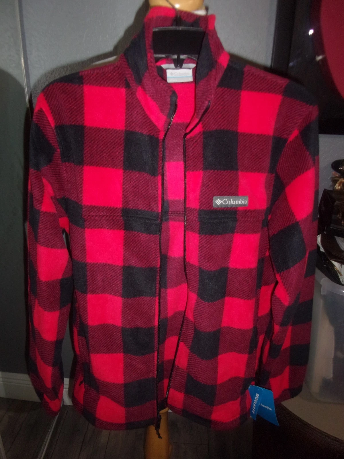 Columbia Men's Red Plaid Steens Mountain Jacket Zippered Size Large