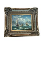 Vintage A. Fulton Signed British Maritime Oil Painting Sailing Ships Seascape Vintage A. Fulton Signed British Maritime Oil Painting Sailing Ships Seascape