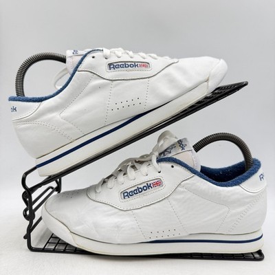 Reebok Princess weiß blau Turnschuhe Größe UK 6 Damen Leder Low Top Retro Ra802