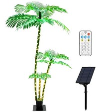 Artificial Solar Palm Trees for Outside Patio, Light Up 6.3Ft 219 LED Plug in...