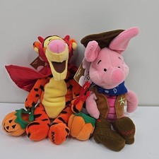 Disney Store Bean Bag Plush Halloween Tigger Devil Piglet Cowboy with Tags 2000