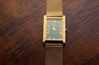 Seiko Slim Quartz Men Green Dial Gold Bracelet Vintage Watch