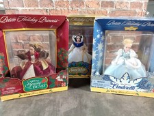 3 Vintage Mattel Disney Princess Christmas Holiday Figures Beauty Beast Hanging