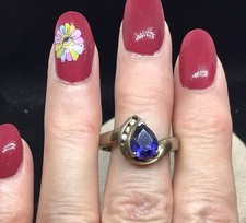 Sterling Silver 925 Blue  Clear Cz Stone Ring Sz 9.75 Y1272