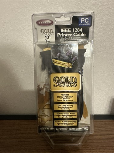 Belkin IEEE 1284 Printer Cable 10 ft Gold Series Gold Plated New Sealed - Picture 1 of 3