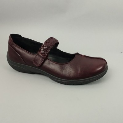 Hotter Mary Jane Damenschuhe 5,5 Shake burgunderrot Leder flach Komfortriemen