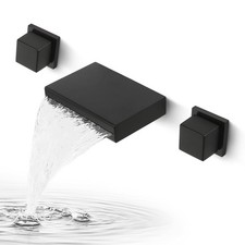 Waterfall Bathroom Faucet Wall Mounted, Matte Black Sink Faucet Bathroom Dual...