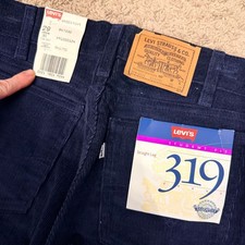 Levi's 319 Corduroy Pants Student 29x30 Navy Blue Vintage 70s USA Deadstock