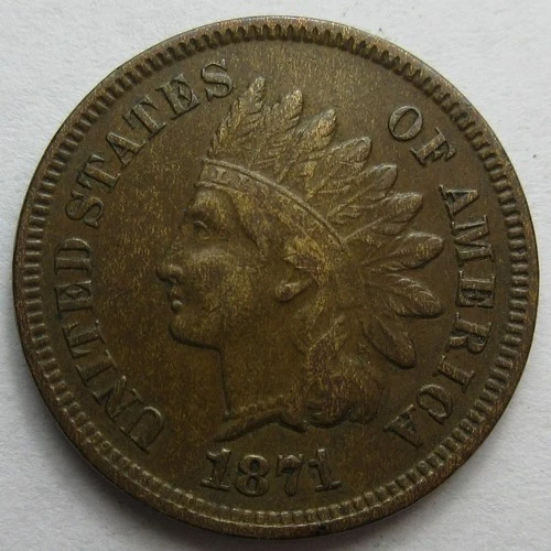 1871 Indian Cent -XF- (#1215a)