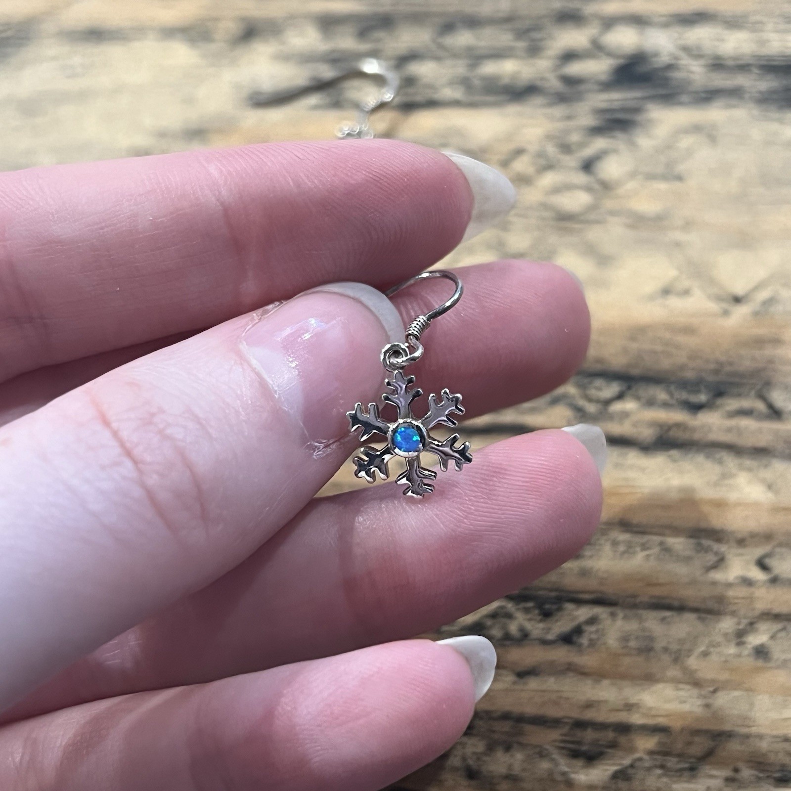 Silver Snowflake Dangle Earrings - image 2