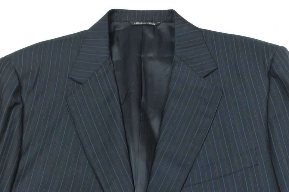 Canali EXCLUSIVE Suit Mens 46R Blue Striped Wool Super 150s Two-Button Classic - Image 4 of 4