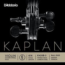 D'Addario Kaplan Golden Spiral Solo Violin Single E String, 4/4 Medium Tension