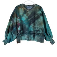 Rough Tumble Tie Dye Oversized Balloon Sleeve Cropped Sweatshirt One Size