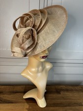 John Lewis Honey Beige Sinamay Disc Fascinator Wedding Mother Races Guest Event