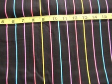 1 yd 100 Cotton Fabric Black with Colorful Stripes