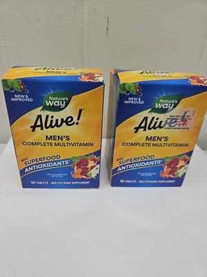 Alive Men s Multivitamin Superfood Antioxidants 50 Tbs 2pkExp:09/26 (A29)