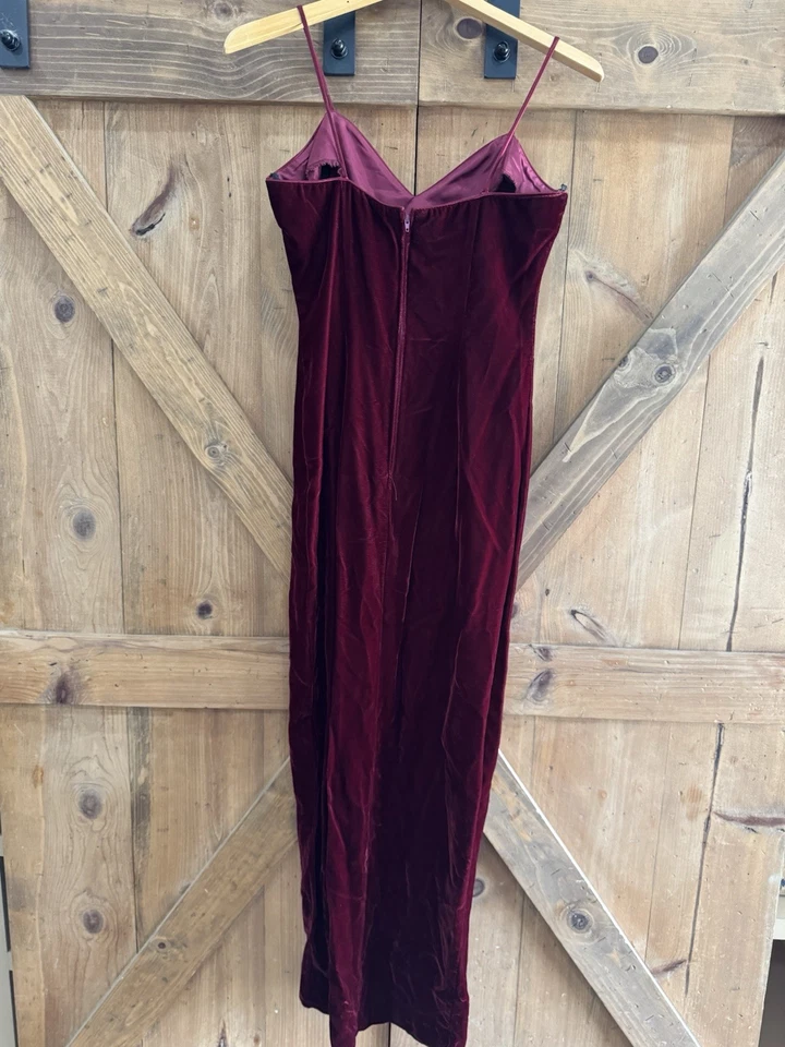 Винтажный Roberta Y2K 90-х бархата макси темно-бордовый платье Sz маленький выпускного вечера официальный каприз - Изображение 3 из 4