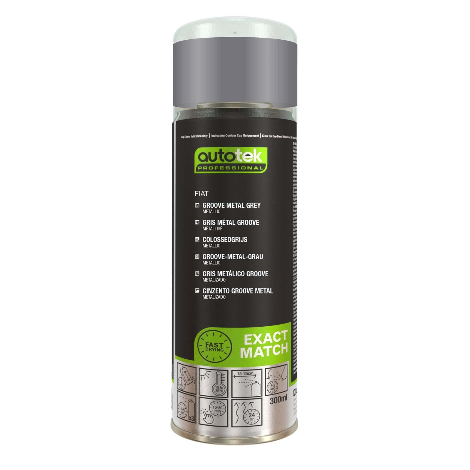 Autotek Fiat 372A Groove Metal Grey Aerosol Spray Paint 300mL Exact Match