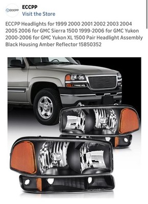 ECCPP Headlight Set For 15850352 GM2502188 For 1996-2006 Yukon Sierra