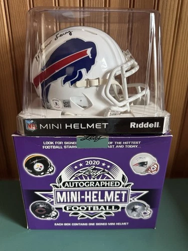 2020 Marv Levy Buffalo Bills Autographed NFL Football Leaf Speed Mini-Helmet