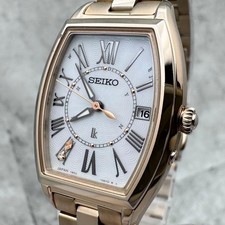 Seiko Lukia SSQW046 Radio Solar Damen Armbanduhr Gold Gebraucht Japan