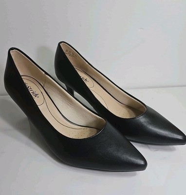 Life Stride Soft System Sevyn Pointed Toe 3'' Heels Black Slip on Shoes 9W NEW