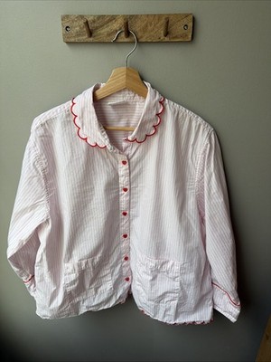 Atlantic Pacific x LAKE Pajamas XXLarge 2XL Pink Stripe Heart Buttons