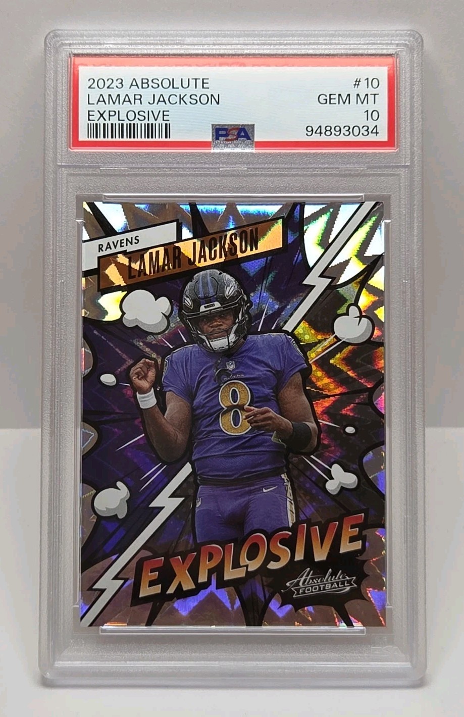 2023 Panini Absolute Explosive Lamar Jackson #10 PSA 10 Baltimore Ravens