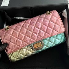 Chanel 2.55 Reissue Multicolor Metallic Cracked Leather Turnlock Chain Flap Bag