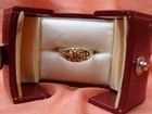 Vtg Keepsake Sterling Ring w/ Diamond & Gold Rose - Size 8.5- Initial "P"