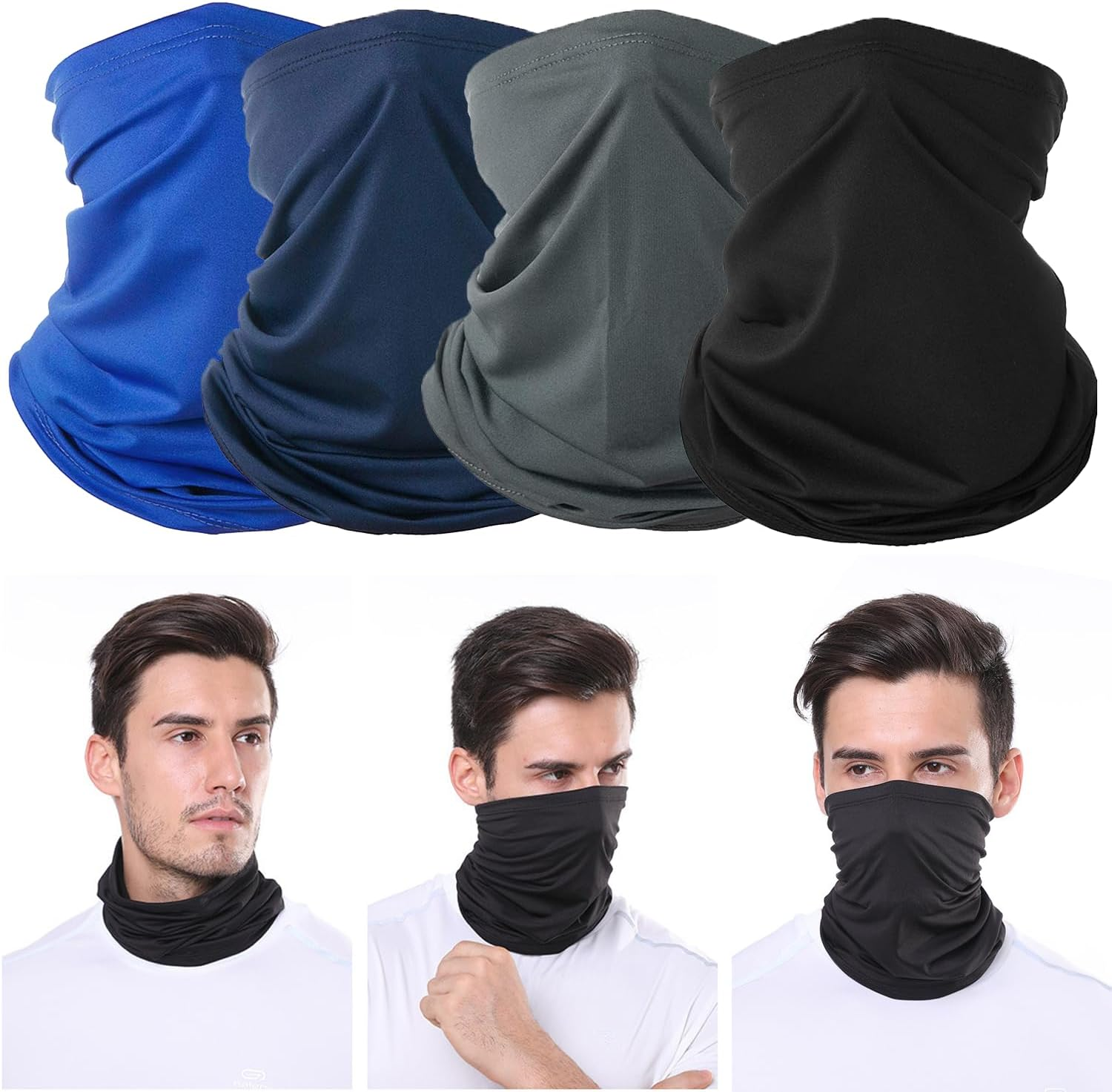 4 Sets of Snoods for Men, Neck Gaiters for Men, Neck Scarf, Snood, Universal Hea