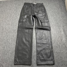 tgla Faux Leather Cargo Pants Black Straight Leg High Rise PW2004578 Size 3/26