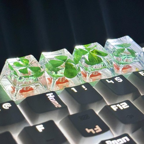 1Pcs Four-leaf Clover Resin Transparent Key Cap Universal DIY Keyboard Access-qk - Zdjęcie 4 z 10