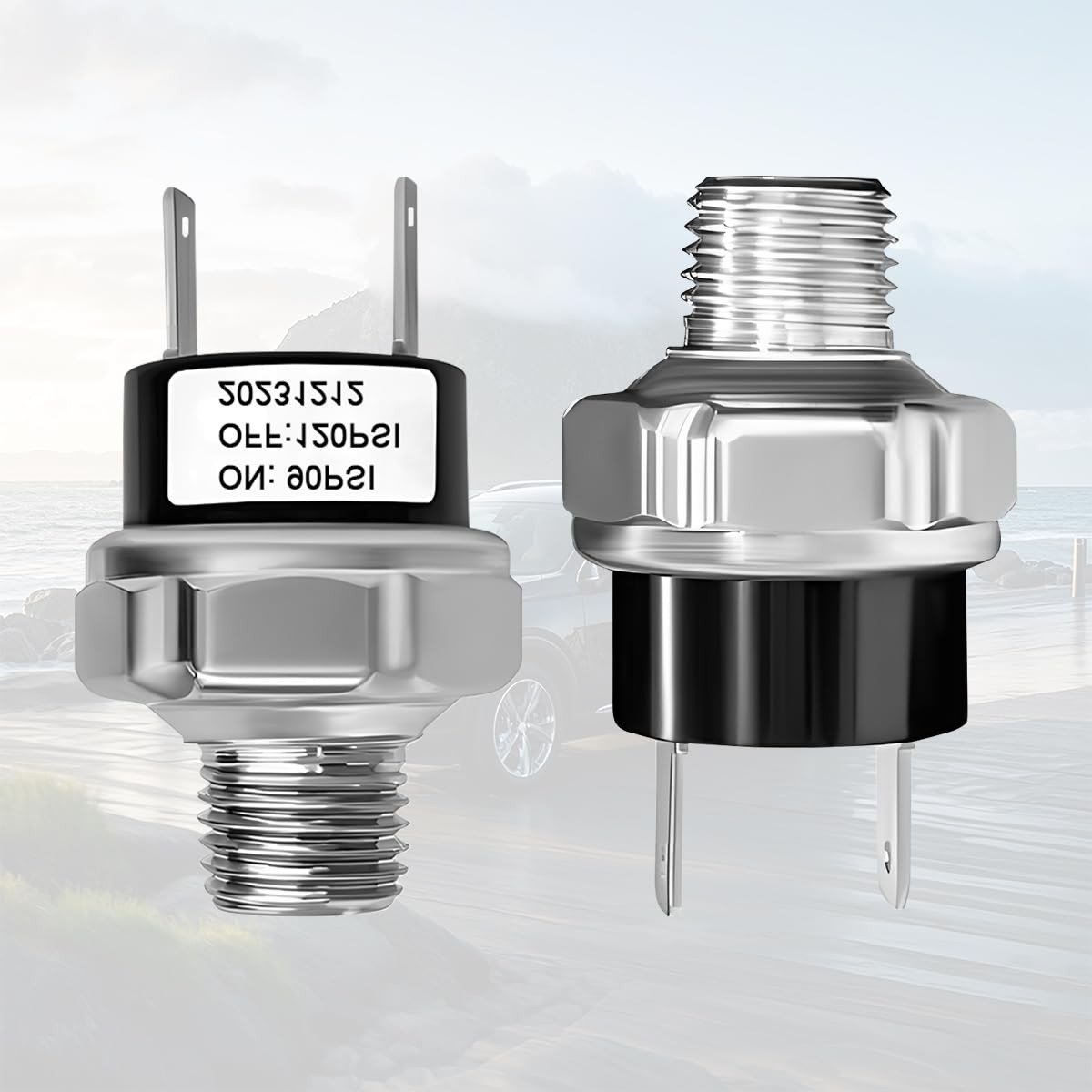 Air Pressure Switch, 90-120 PSI 1/4" NPT 12V/24V DC Air Compressor Pressure C...