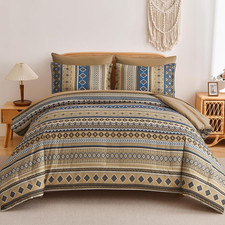 Brown Boho Style Comforter Set 7 Pieces, King Size Aztec Bed in a Bag, All-Seaso