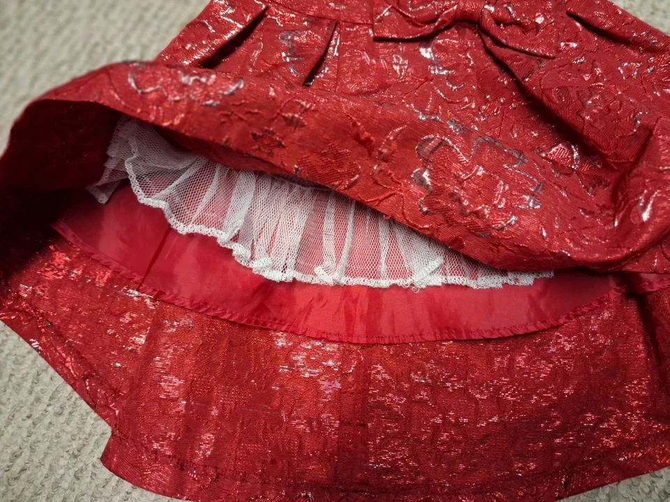 Vestido de festa feminino edições raras vermelho enfeitado com joias tamanho 3 T - Imagem 4 de 4