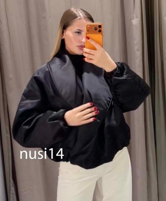 新品未使用　ZARA レディースジャケット ZARA WOMAN SS/26 ZW COLL PADDED BOMBER JACKET BLACK WRAP S,M,L