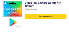 500 TRY google play gift card (unused) bought off eneba,i bought the wrong thing