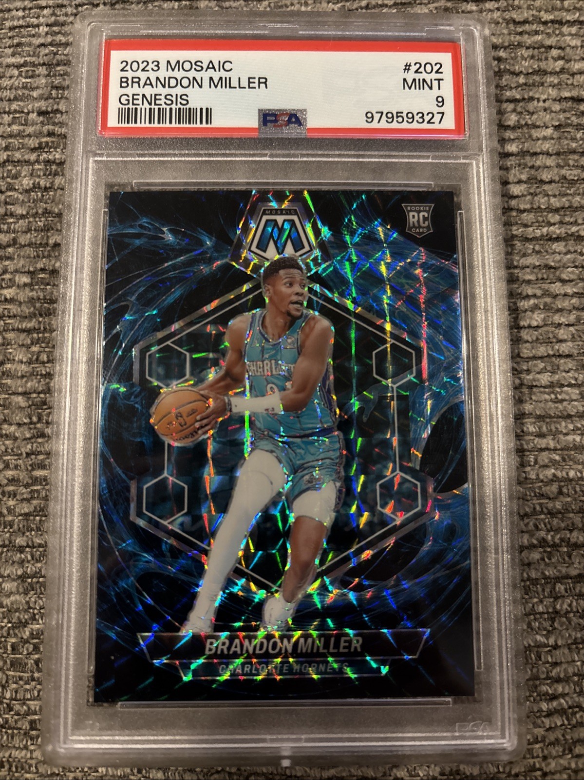 2023-24 Panini Mosaic - Brandon Miller #202 Genesis Mosaic Prizm (RC) SSP PSA 9