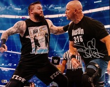 Stone Cold Steve Austin Signed 16x20 Photo BAS COA Wrestlemania 38 v Kevin Owens